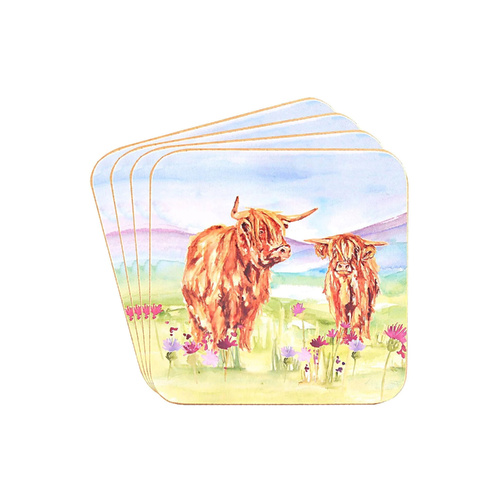 L & P Home & Gifts Highland Cows Coasters Set of 4, 27300