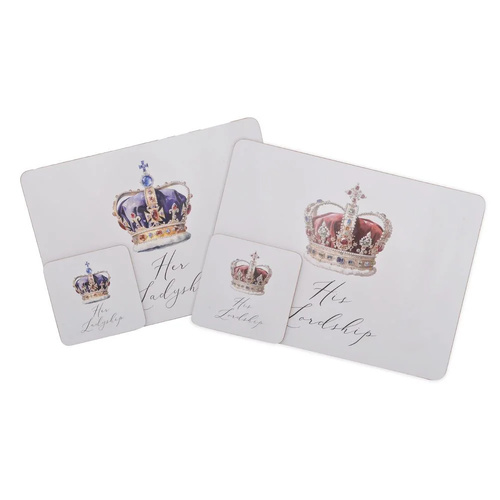 Gibson Gifts Placemat & Coaster Set Lordship & Ladyship Set of 4, 27305