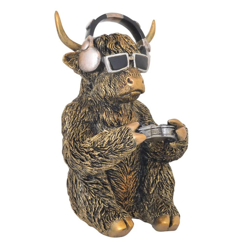 Gibson Gifts Figurine 18cm Cool Highland Cow Gamer, 27373