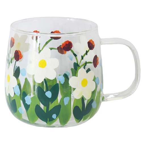 Lynsey Johnstone Glass Mug 500mL Hand Painted Daisies, 27405