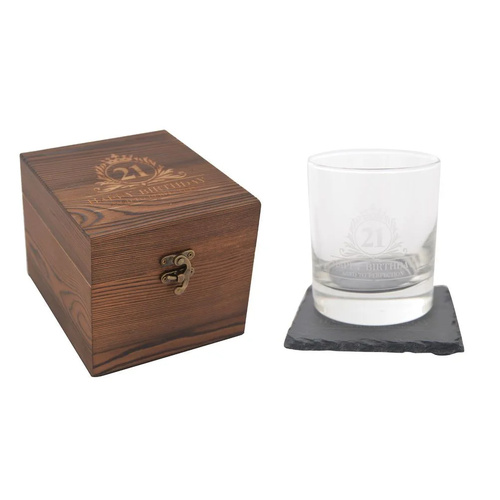 Gibson Gifts Glass & Coaster Set Happy 21st Birthday, 27450