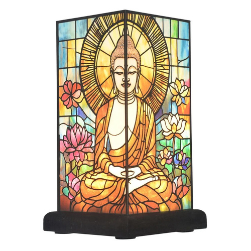 Gibson Gifts Table Lamp 22cm Stained Glass Mystic Buddha, 27456