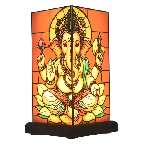 Gibson Gifts Table Lamp 22cm Stained Glass Mystic Ganesh, 27456