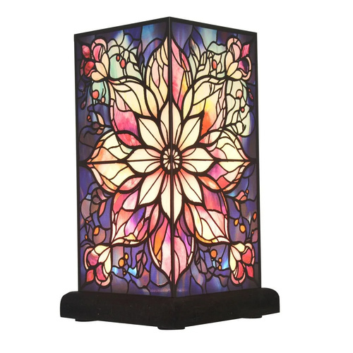 Gibson Gifts Table Lamp 22cm Stained Glass Mystic Mandala, 27456