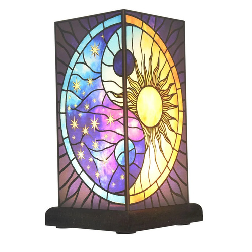 Gibson Gifts Table Lamp 22cm Stained Glass Mystic Yin Yang, 27456