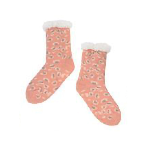 Nuzzles Socks One Size Sherpa Leopard Print Pink, 27581