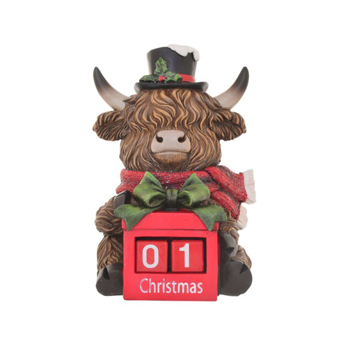Gibson Gifts Countdown Calendar 22cm Christmas Highland Cow, 27600
