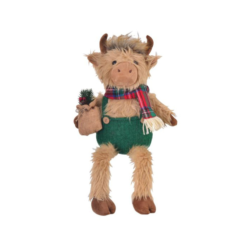 Gibson Gifts Plush 30cm Christmas Country Cow Dangly Legs Green, 27672