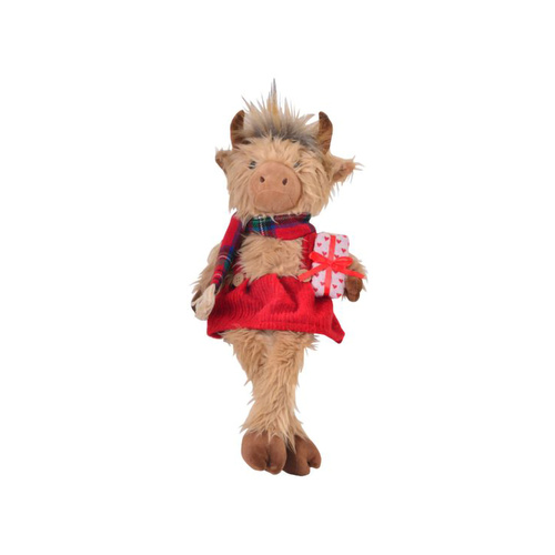 Gibson Gifts Plush 30cm Christmas Country Cow Dangly Legs Red, 27672