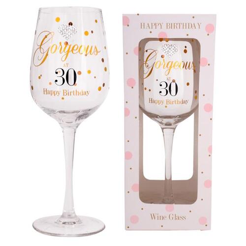 Mad Dots- Wine Glass - 30th Birthday by Gibson Gifts, Birthday Gift 37064