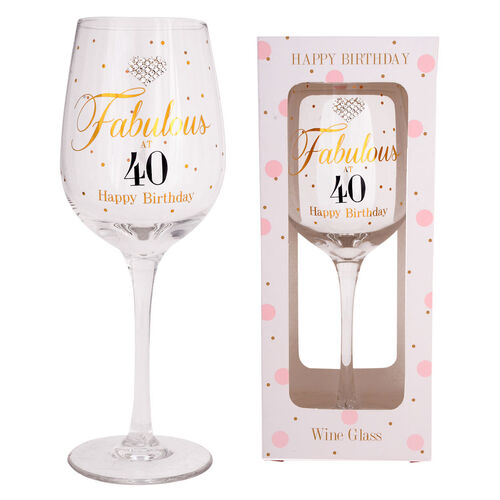 Gibson Gifts Wine Glass Mad Dots - 40th Birthday, Birthday Gift 37065