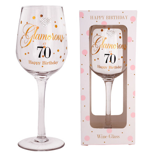 Gibson Gifts Wine Glass Mad Dots - 70th Birthday, Birthday Gift 37068