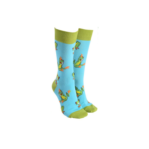 Sock Society Novelty Socks Unisex One Size Aussie Frogs Aqua 39464