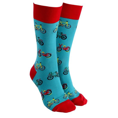 Sock Society Novelty Socks Unisex One Size Bicycles Red/Teal 39493