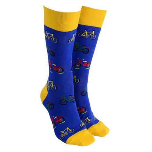 Sock Society Novelty Socks Unisex One Size Bicycles Yellow/Blue 39493