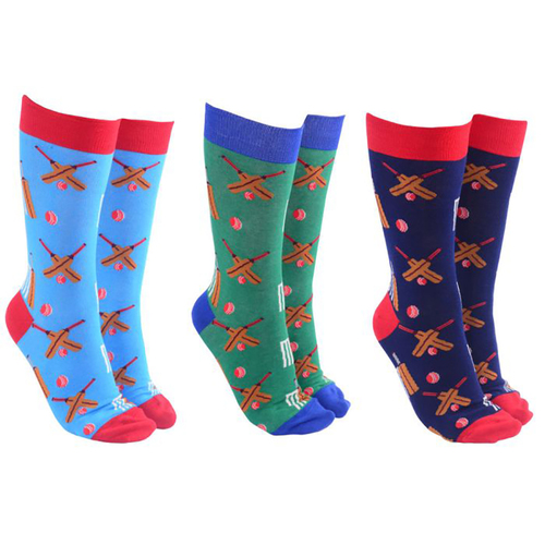 Sock Society Novelty Socks Cricket (3 Pairs Assorted) Unisex One Size 39507