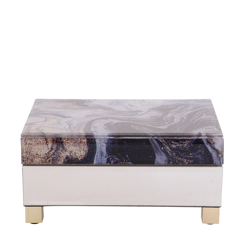 Jewellery & Trinket Box - Black Marble Small by GIbson