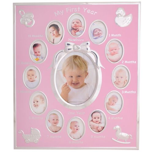 Photo Frame - My First Year, 13 Photo Collage Girl by Gibson Gifts, Baby Gift 39861