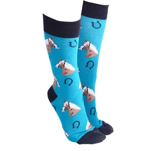 Sock Society Novelty Socks Unisex One Size Horse Shoes Blue 52484