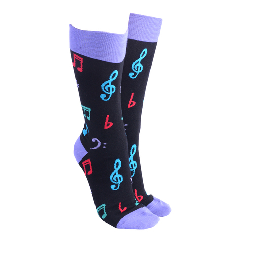 Sock Society Novelty Socks Unisex One Size Musical Notes Purple 52493
