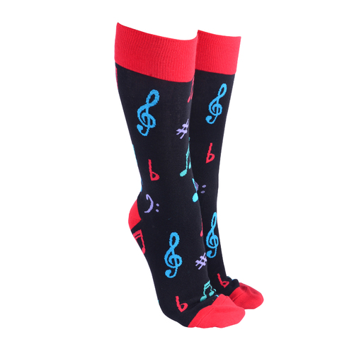Sock Society Novelty Socks Unisex One Size Musical Notes Red 52493