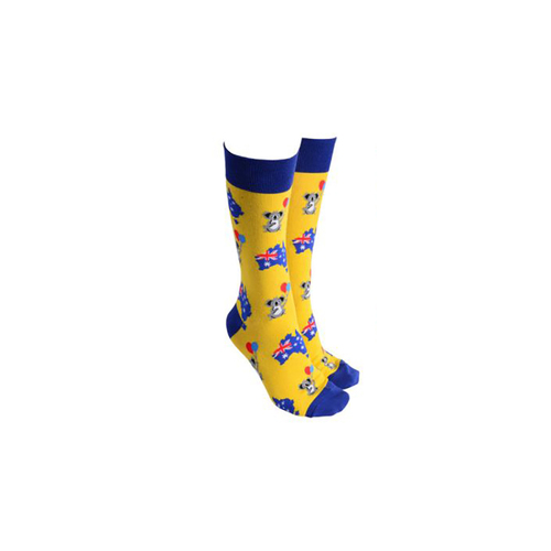 Sock Society Novelty Socks Unisex One Size Koala Balloon Yellow 52522