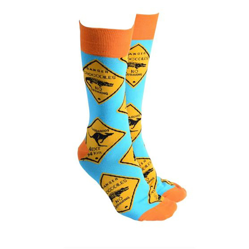 Sock Society Novelty Socks Unisex One Size Road Signs Blue 52523