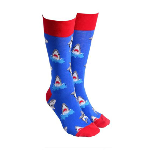 Sock Society Novelty Socks Unisex One Size Shark Attack Red/Blue 52524