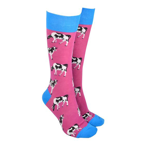 Sock Society Novelty Socks Unisex One Size Cows Pink 53974