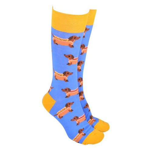 Sock Society Novelty Socks Unisex One Size Hot Dogs Blue 53976