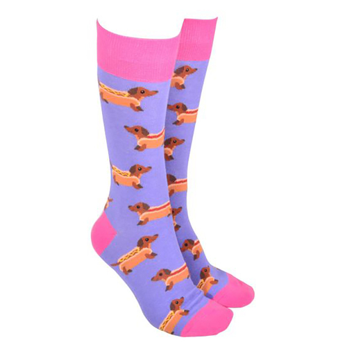 Sock Society Novelty Socks Unisex One Size Hot Dogs Purple 53976