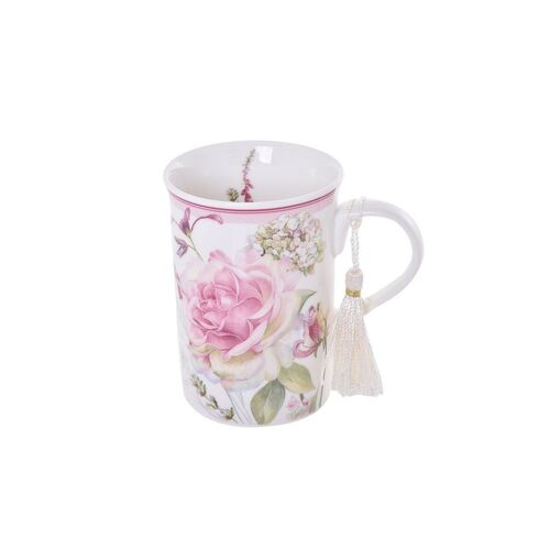 Gibson Gifts Tasseled Mug - Roses & Dandelion, Great Home Decor