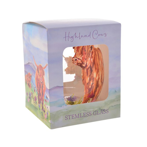 L & P Home & Gifts Stemless Glass Highland Cows, 56077
