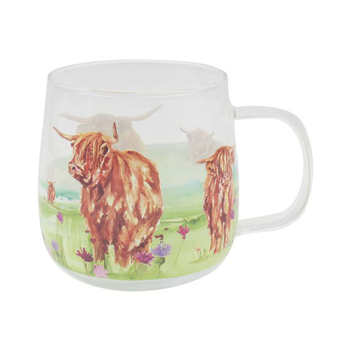 L & P Home & Gifts Glass Mug Highland Cows, 56078