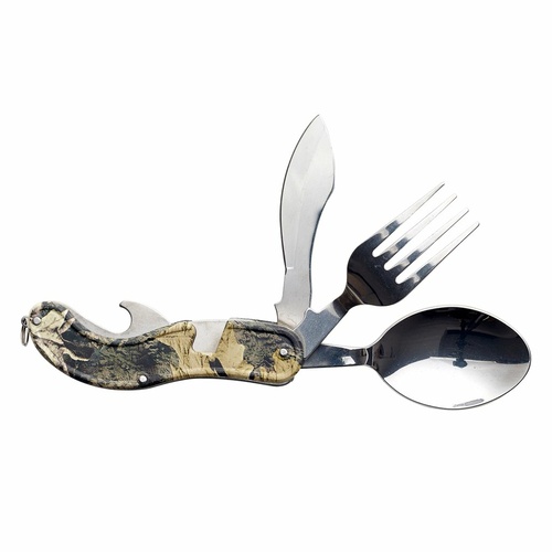 Caribee Pocket Utensil Tool 1405- Camping Tool- Knife, fork, spoon & bottle opener function
