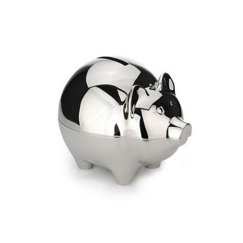 Whitehill Money Bank 12cm Piggy Bank Faux Silver, WP1384