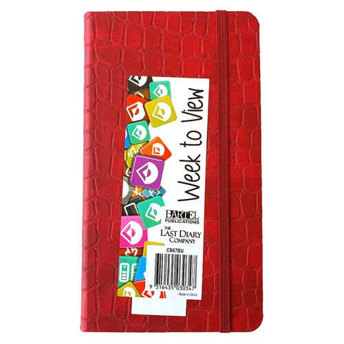 2025 Diary Croc B6 Week to View Casebound Burgundy Last Diary Company CB67BU