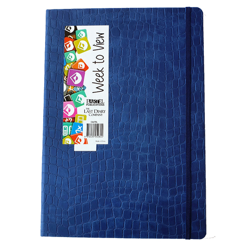 2026 Diary Croc A4 Week to View Casebound Blue Last Diary Company CA47BL