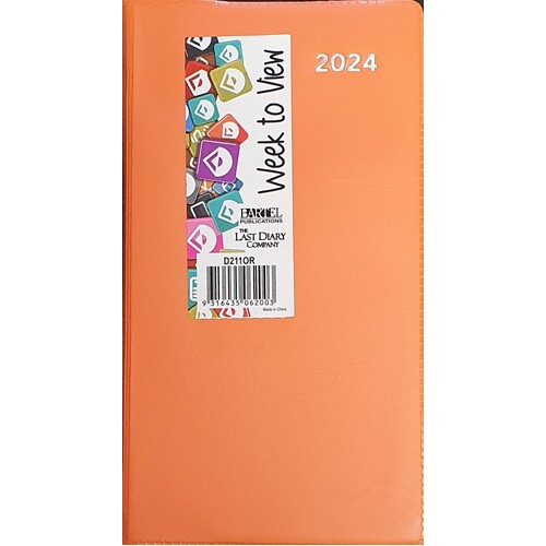 2024 Diary Pocket 85x153mm Week to View Orange Last Diary Company D211OR