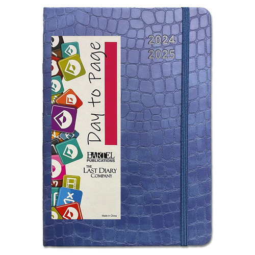 2024-2025 Financial Year Diary Croc A5 Day to Page Blue Last Diary Company FCA51BL