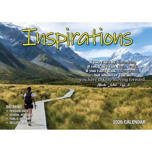2026 Calendar Big Print Inspirations Horizontal Wall, Bartel BP608