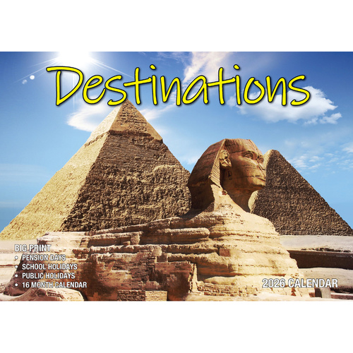 2026 Calendar Big Print Destinations Horizontal Wall, Bartel BP617