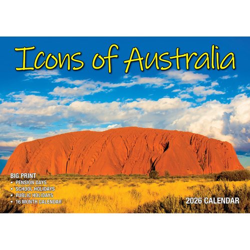 2026 Calendar Big Print Icons of Australia Horizontal Wall, Bartel BP619