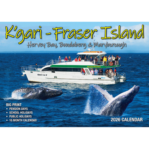2026 Calendar Big Print K'gari Fraser Island Horizontal Wall, Bartel BP631