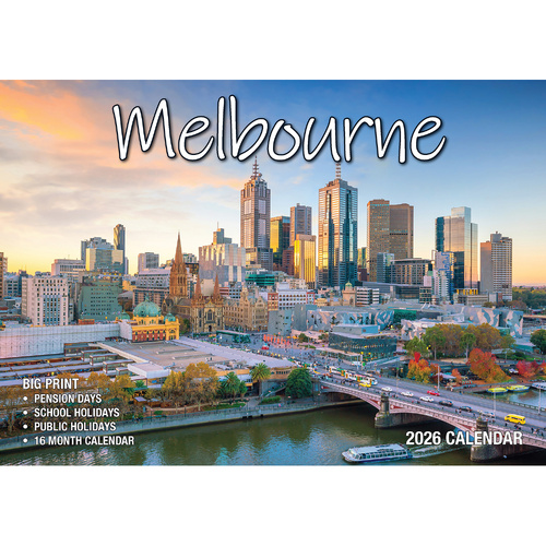2026 Calendar Big Print Melbourne Horizontal Wall, Bartel BP634