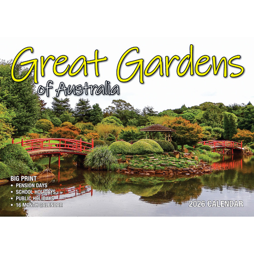 2026 Calendar Big Print Great Gardens of Australia Horizontal Wall, Bartel BP660