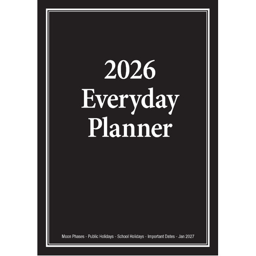 2026 Planner Everyday A4 Month to View Black, Bartel BG603