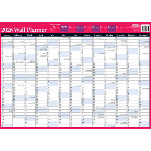 2026 Year Planner with Map of Australia A2 Wall Red Year Planner, Bartel SR602
