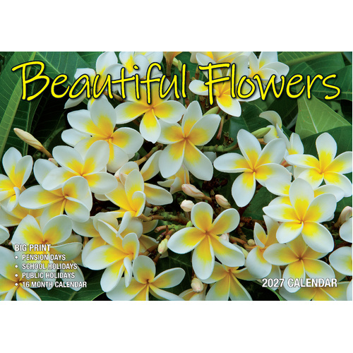 2027 Calendar Bartel Big Print Beautiful Flowers Horizontal Wall, BP703