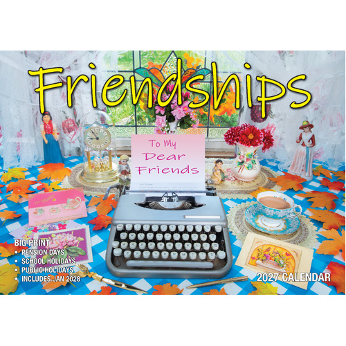 2027 Calendar Bartel Big Print Friendships Horizontal Wall, BP706
